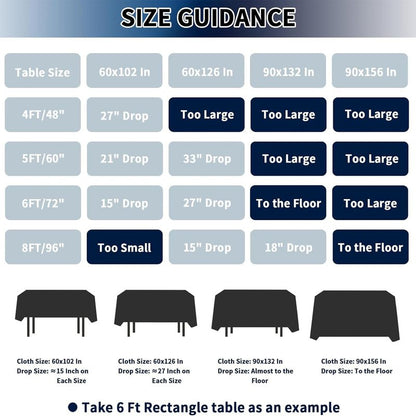 ZuGeo Polyester Rectangle Table Cloth,Table Cloths for 6 Foot Rectangle Tables,Washable Decorative Fabric Table Covers for Wedding Party,Banquet and Camping (Black, 12Pack-60×102")