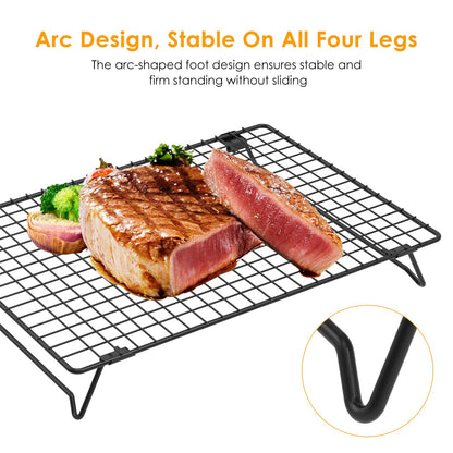 4 Pack Cooling Racks for Cooking and Baking, 13.4 x 9.4 Inch 4-Tier Stackable Tall Baking Racks, Carbon Steel Roasting Wire Rack for Baking, Oven Cooking, Grilling Making Jerky (Black, 13.4“ x 9.4”)