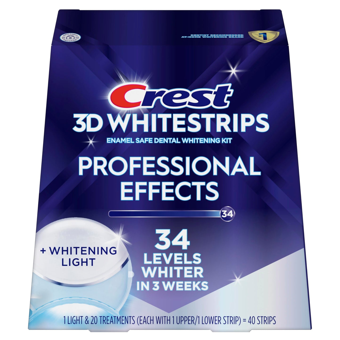 Crest 3D Whitestrips, Radiant Express with LED Accelerator Light, Teeth Whitening Strip Kit, 40 Strips (20 Count Pack)