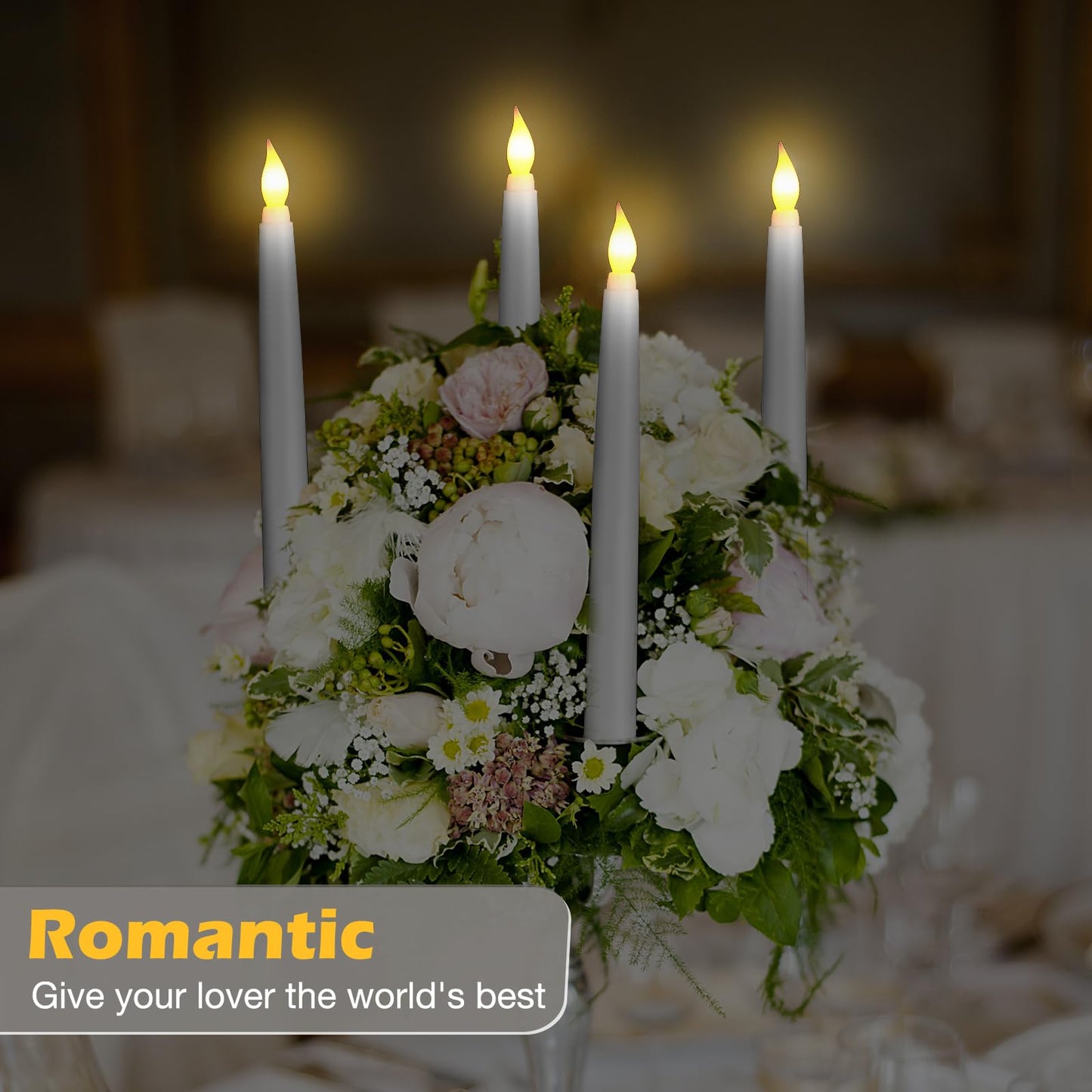 Tuanse 24 Pack Flameless Flicker Taper Candles Bulk with Remote and Timer, Battery Operated LED Warm White Taper Candles Light for Home Wedding Decoration Gifts(White,8 Inch)