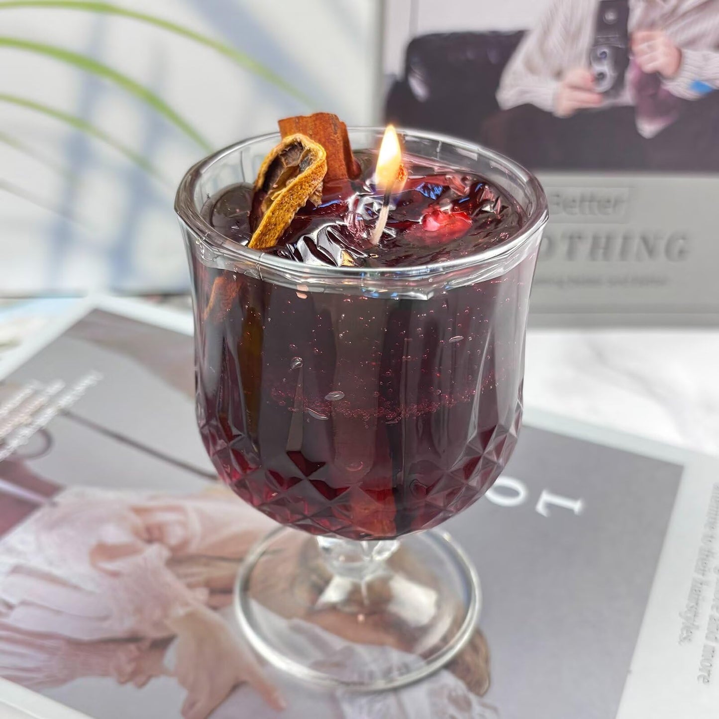 Decorative Jar Candles for Home Scented Aromatherapy Candle Long Lasting Cute Candles Gift for Women Mother's Thanksgiving Day Birthday Present Unique Jelly Wax Candle Wine Glasses