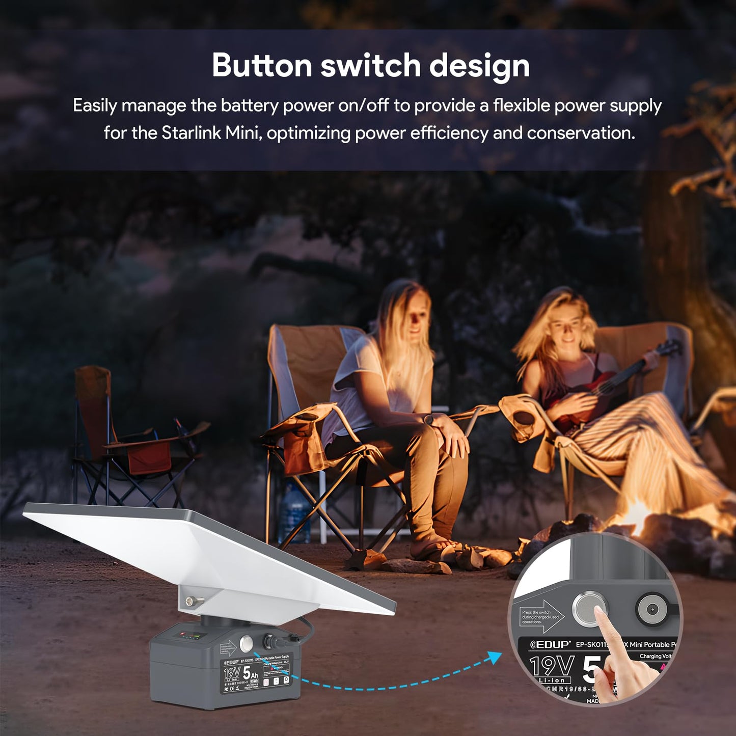 Starlink Mini Battery Pack, 95Wh/19V/5Ah Output, Up to 5 Hours Runtime, IP65 Waterproof, Weatherproof, DC 25.2V/3A Adapter, Starlink Mini X Battery Power Bank for Outdoor Camping, Easy to Install