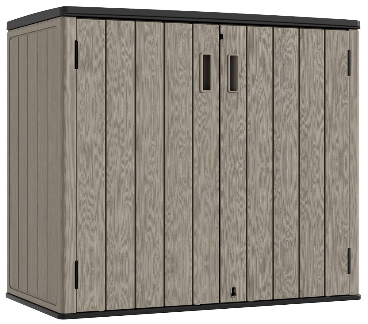 KINYING Outdoor Horizontal Storage Sheds,Outdoor Storage Cabinet Waterproof Resin Tool Storage Box for Lawn Mower,Garden Tools and Patio Furniture, Lockable (Brown)