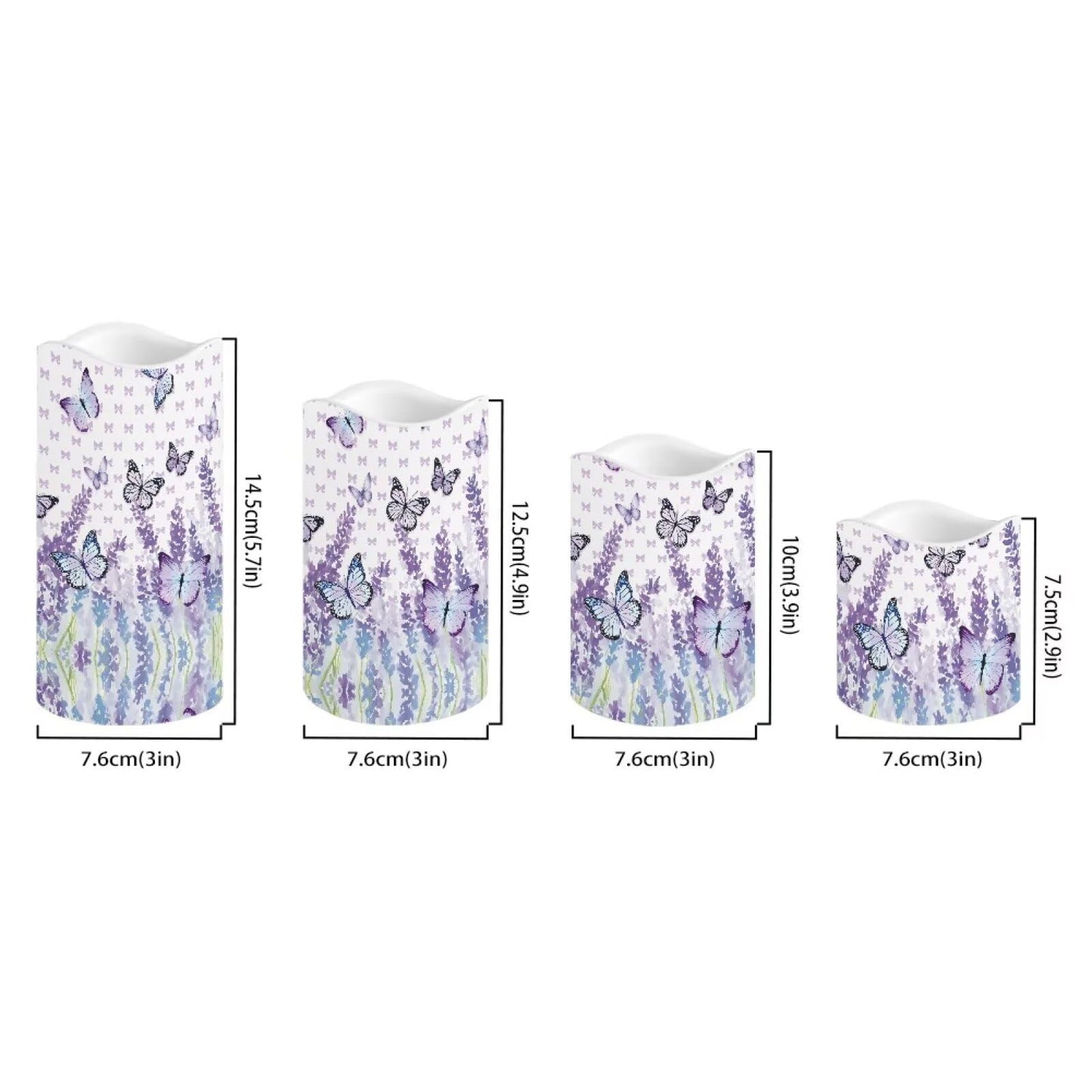 Cozeyat Lavender LED Candles Set of 4 Battery Powered Flameless with Remote Timer Flickering Waterproof for Indoor Outdoor Table Beach Garden Birthday