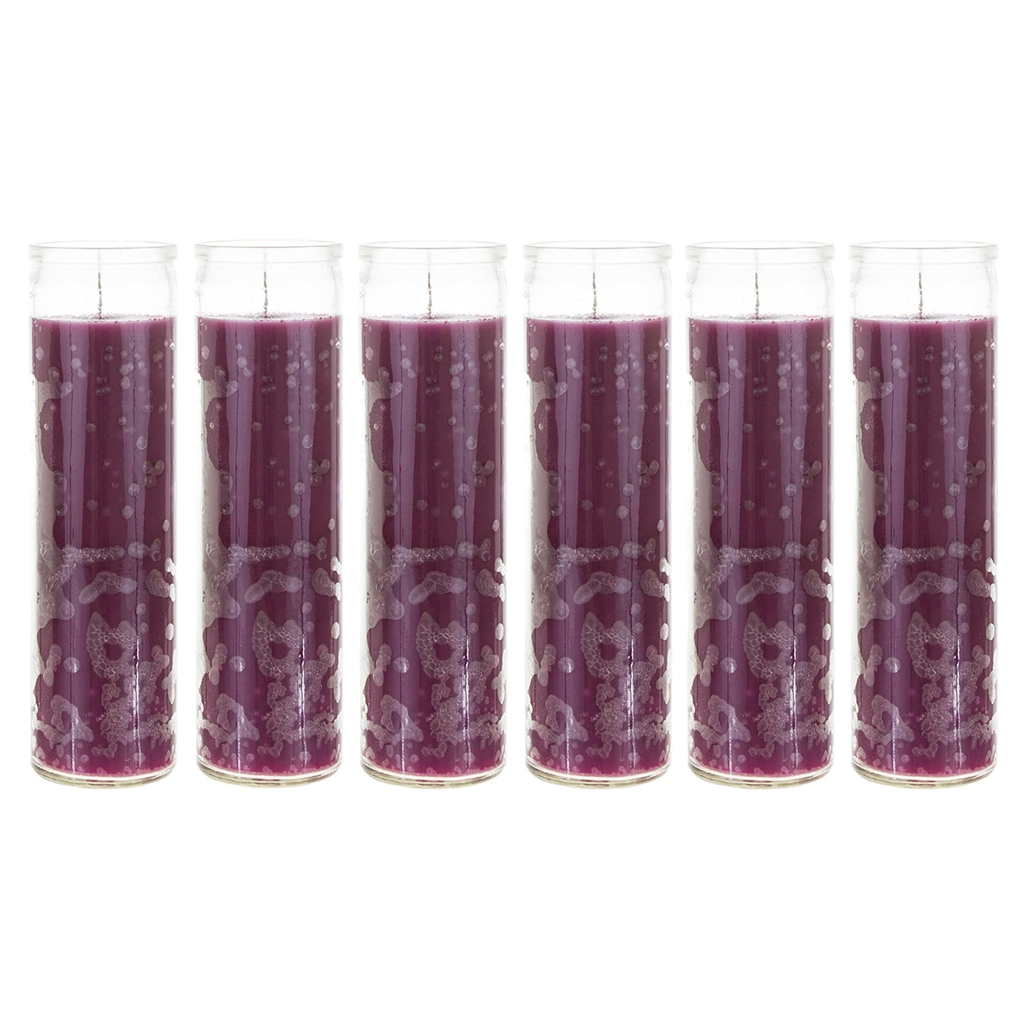 Mega Candles 6 pcs Unscented Purple 7 Day Glass Container Devotional Prayer Candles, Premium Wax Candle 2 Inch x 8 Inch, Sanctuary, Vigils, Prayers, Blessings, Religious, Memorials, Remembrance