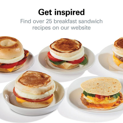 Hamilton Beach Breakfast Sandwich Maker with Egg Cooker Ring, Customize Ingredients, Perfect for English Muffins, Croissants, Mini Waffles, Perfect White Elephant Gifts, Coral (25483)