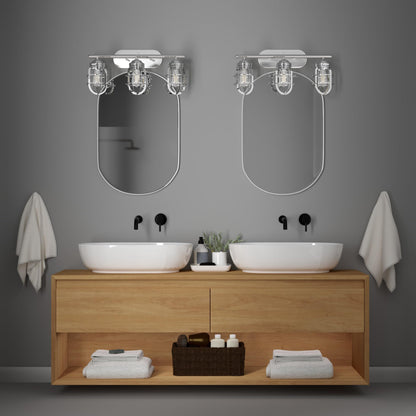 Hunter - Starklake 3-light Chrome, Medium Size Vanity Light, Dimmable, for Bedrooms, Kitchens, Foyers, Bathrooms - 19051