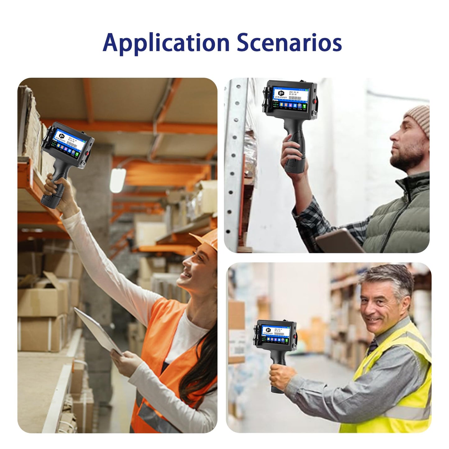 Eurannit E15-1 Portable Inkjet Printer - 4.3" Touchscreen for Text, Logo, Date, Barcode, QR Code | Includes 25.4mm (1") Ink Cartridge & Protective Carrying Case