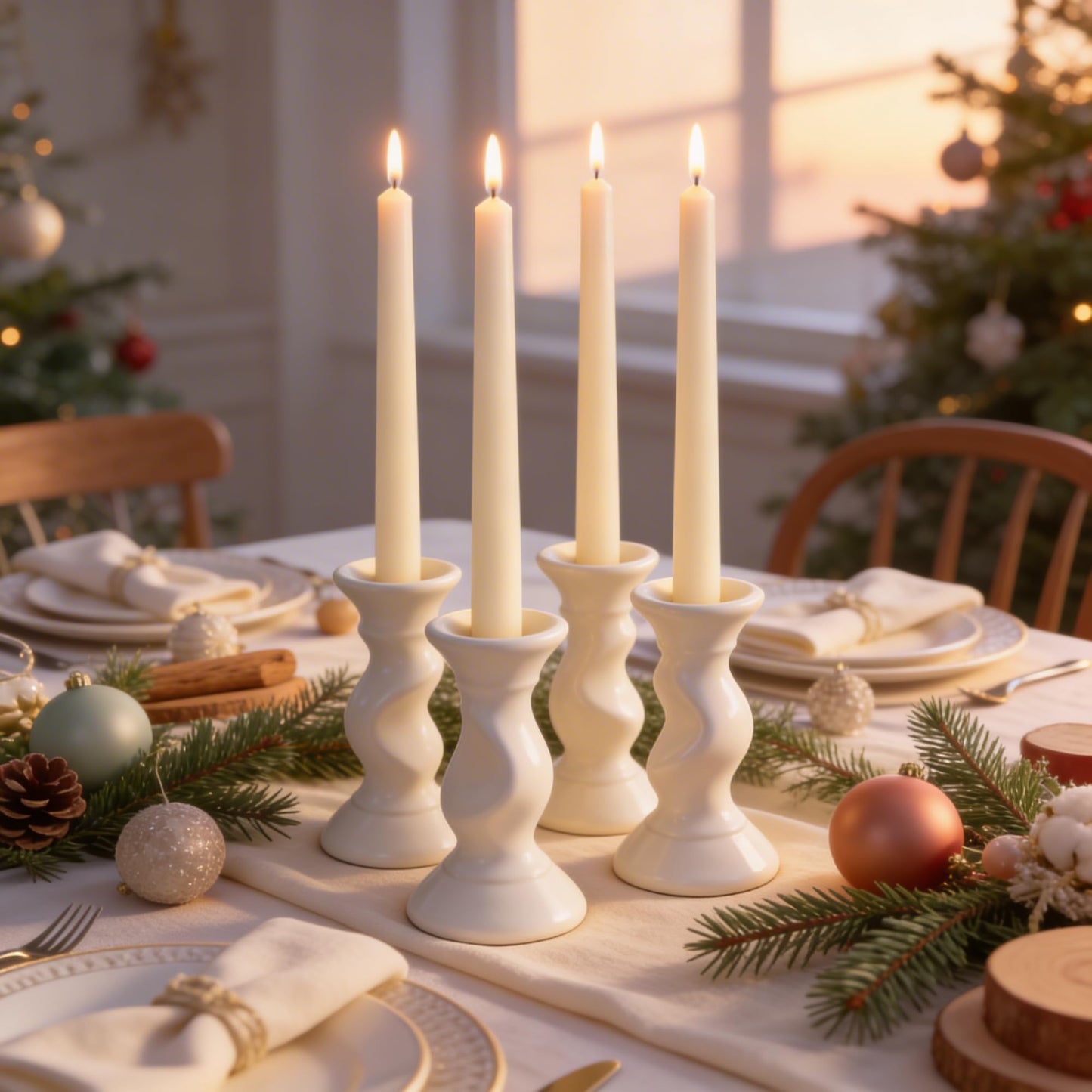 Viyffo Taper Candles, 10 Inch, 12 Pack, Ivory – Unscented, Dripless & Smokeless Design, Up to 8-Hour Burn – Tall Candlesticks for Wedding, Dinner & Home Decor