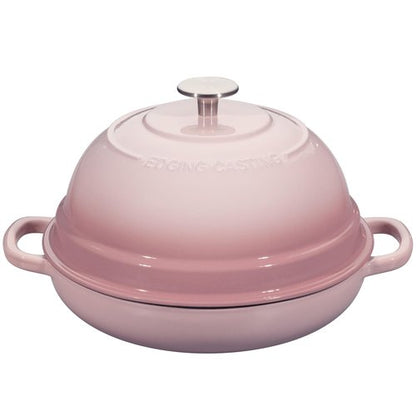 EDGING CASTING Enameled Cast Iron Dutch Oven Pot with Lid, Round Bread Oven for Homemade Sourdough Bread Baking, 6 Quart, Pink