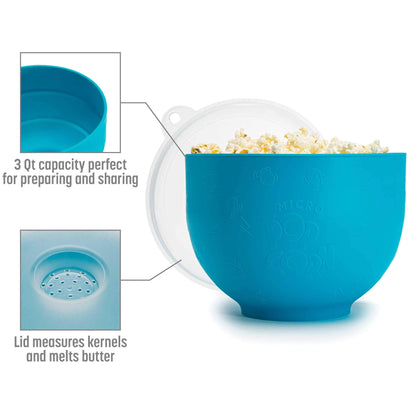 Goodful Silicone Popcorn Popper, Collapsible Hot Air Microwavable Popcorn Maker, Bowl Made without BPA, Teal