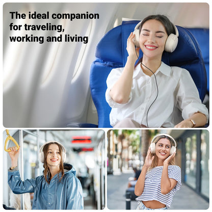 Edifier V80 Hybrid Active Noise Cancelling Headphones, True Wireless Over Ear Bluetooth Headset with 45H Playtime Hi-Res Audio Fast Charging Multipoint Connection for Travel Home Office - Ivory