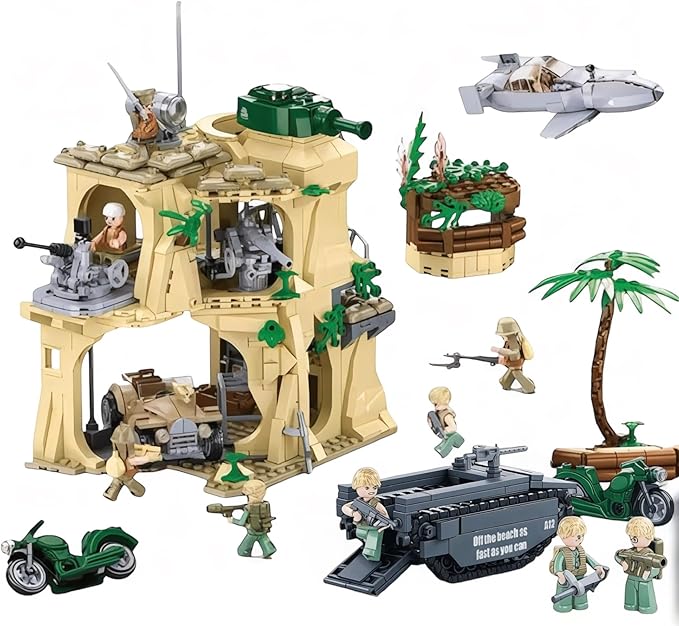 General Jim's Battle of Iwo Jima WW 2 Military Brick Building Set Building Block Model or Playset Great Gift for History Enthusiast Teens and Adults