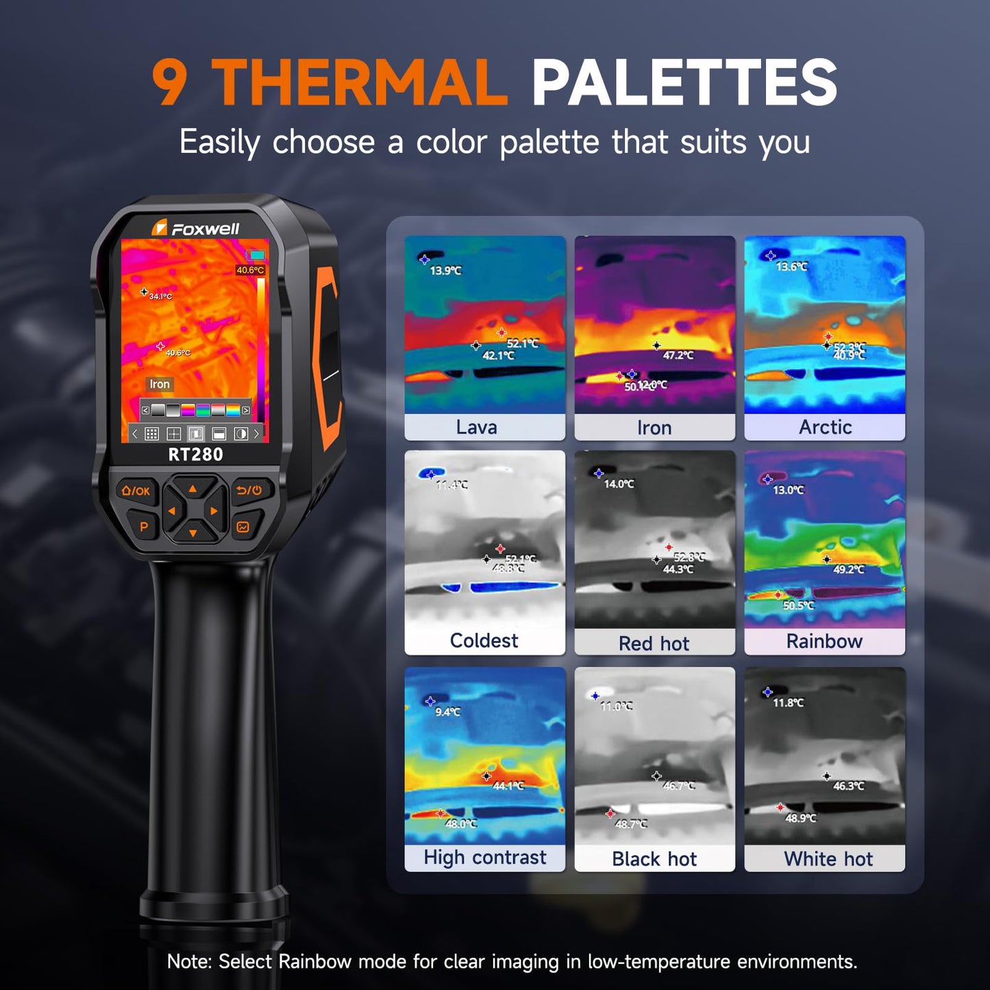 FOXWELL RT280 Thermal Imaging Camera, 320 X 240 2.8" LCD Screen Thermal Camera, TISR Resolution 240 x 180, 25Hz Handheld Infrared Cameras with Laser, PC Analysis, Photo & Video Recording, 8GB