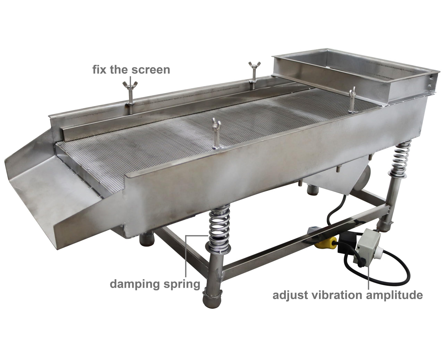 TECHTONGDA Straight Vibrating Sieve Screen Shaker Electric Linear Sifter Machine Stainless Steel One Layer One Motor 0.5mm Screen Size 11.8×29.5inch 110V