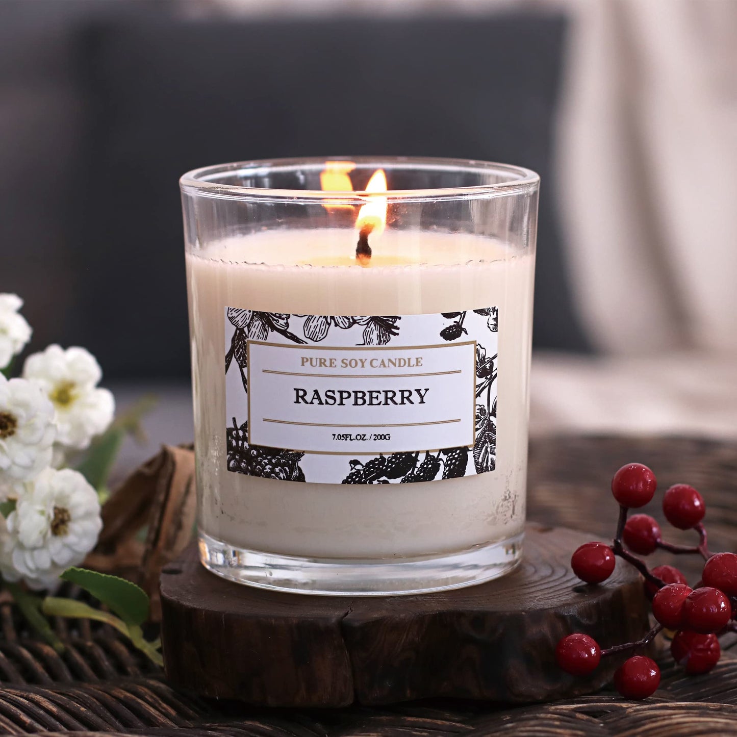 Aronica Raspberry Candle, Baby Shower Game Winner Gifts, Fruit Scented Soy Candles for Home, Fall Candles Bestfriend Gift, House Wax, Energizing Candle for Woman