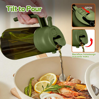YARRAMATE 16oz Dark Green Oil Sprayer - Premium Food-Grade 2-in-1 Olive Oil Dispenser for Cooking & BBQ