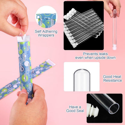 FoldTier 39 Pcs Travel Tube Includes 12 Reusable Plastic Tube for Women Liquid Containers 24 Self Adhesive Wrappers 1 PVC Clear Case(Elegant Style)