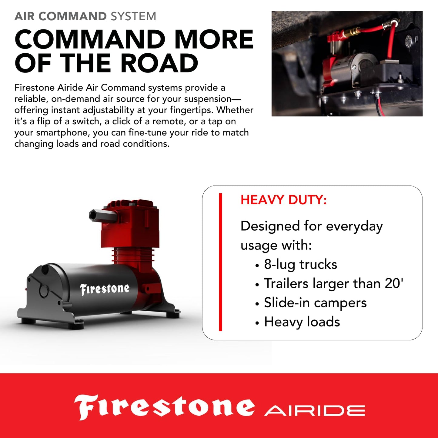 Firestone Airide 2923 Air Command Single Wireless App & Remote Heavy Duty Compressor Kit fits Air Helper Springs (1/4" Tubing) | 150 PSI | Single Path | Easy Installation