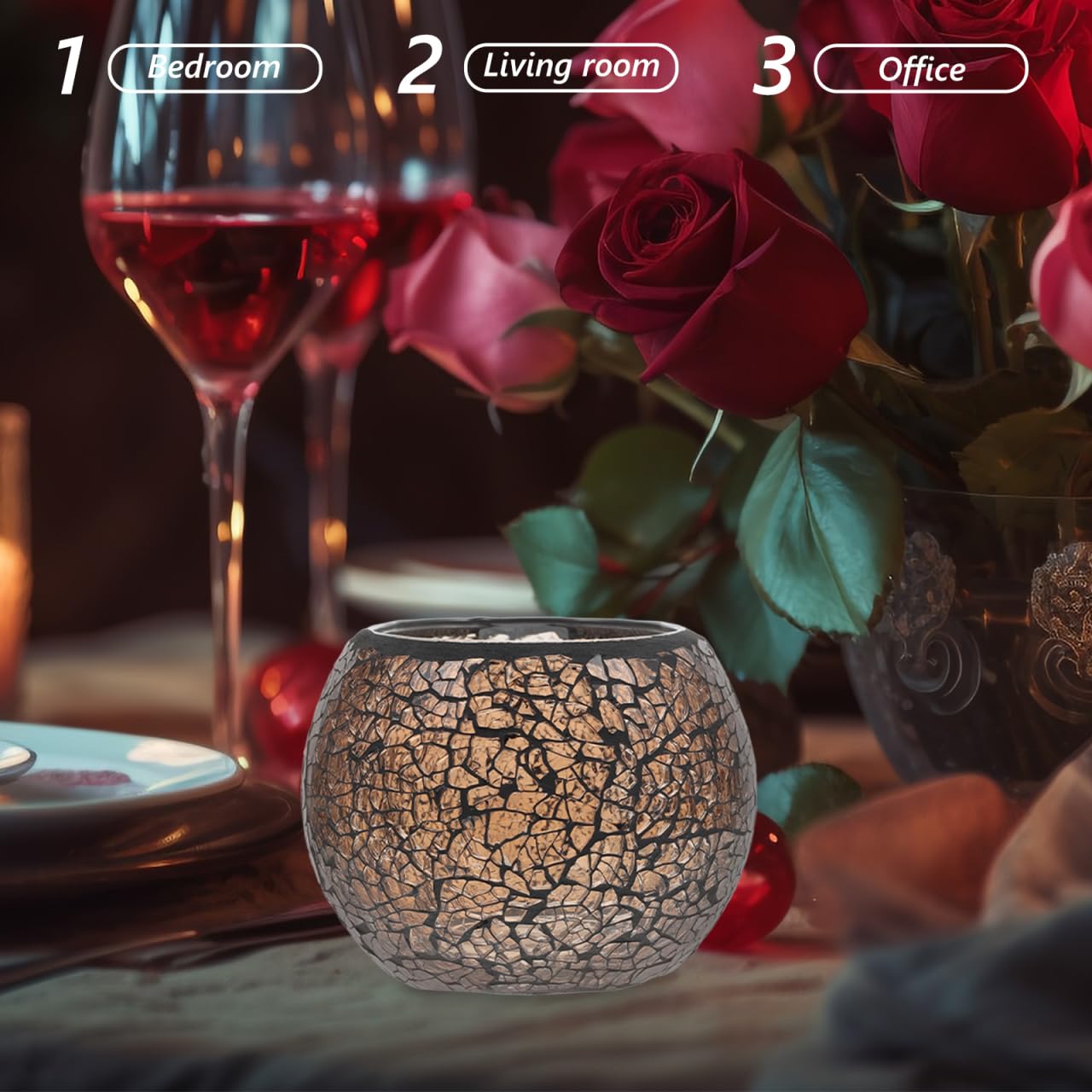 Wakauto Glass Candlestick Decorative Candle Holder for Pillar Candles Stylish Crystal Votive Candle Holder with Storage Container 4.13X4.13X3.14In Home Decor and Party Table Centerpiece