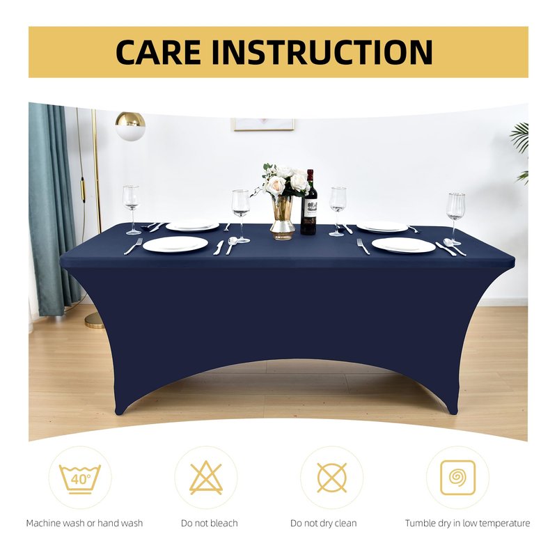 ZarzaaSik 2-Pack 4ft Spandex Table Covers for Rectangular Folding Tables - Wrinkle Resistant Stretch Tight Table Cloths - Ultimate Fitted Table Protector for Parties, Banquet, and Wedding