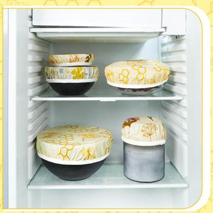 Yiyiring 6 Pcs Reusable Beeswax Bowl Covers for Bread Proofing 6/8/10 Inch Elastic Cotton Bowl Cover 3 Pattern Cloth Food Wrap Bread Proofing Cap for Mixer Container Baskets