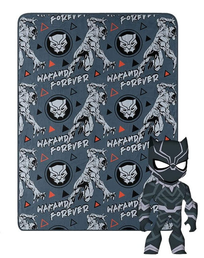 Northwest Character Hugger Pillow & Silk Touch Throw Blanket Set, 40" x 50", Black Panther - Panther Claws