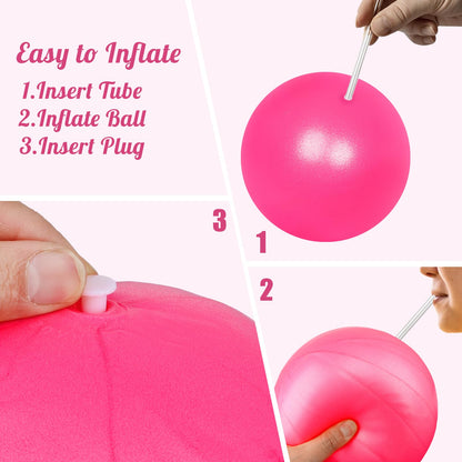 Small Pilates Ball 9 Inch Small Exercise Ball Mini Workout Yoga Balls for Gym Yoga, Core Training, Fitness, Workout, Stability, Improves Balance
