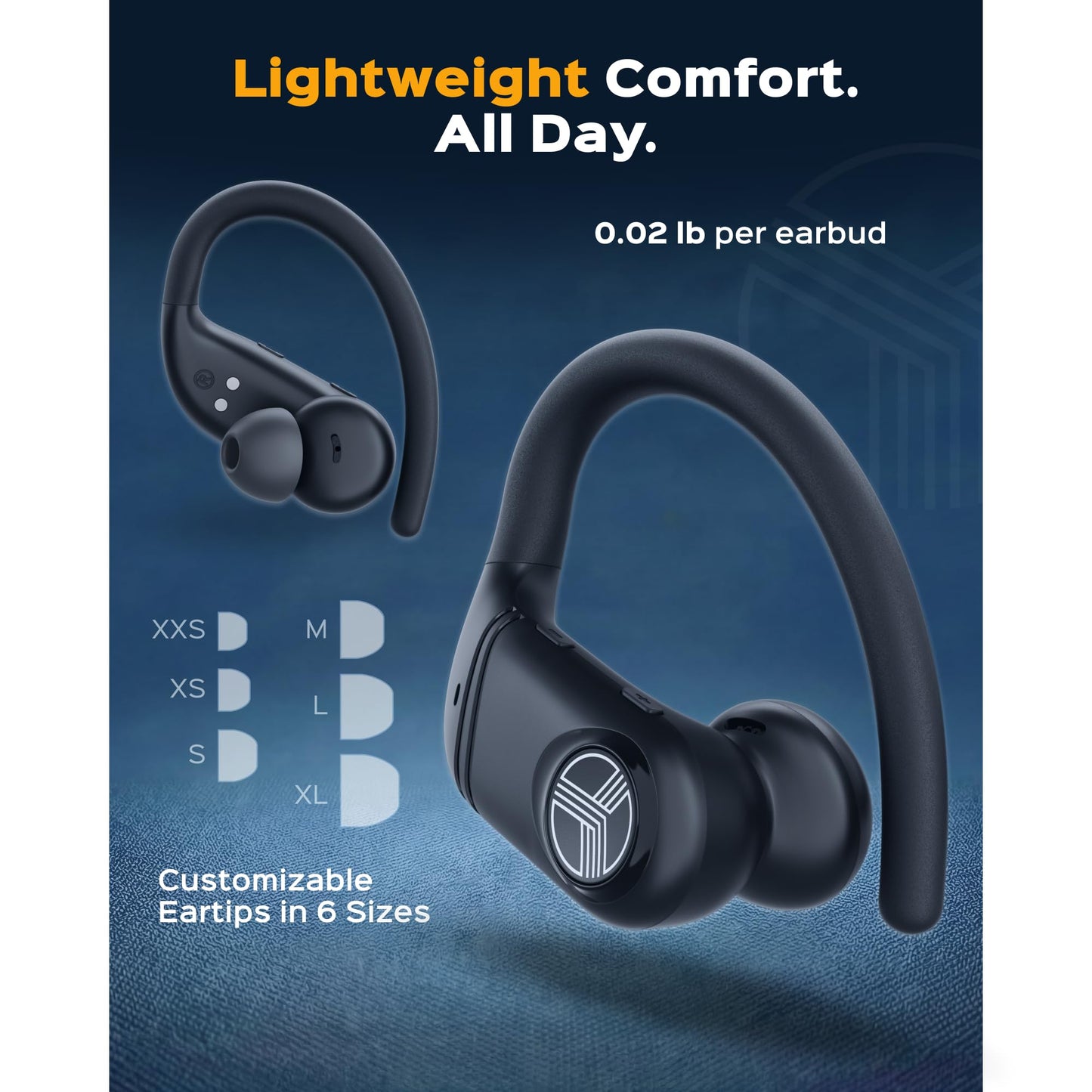 TREBLAB X4 – Waterproof Workout Headphones for Running & Gym - Silky Soft Secure Earhooks, 11H Battery, Physical Buttons, Noise Canceling Over-Ear Ear Hook Bluetooth Earbuds for Sports