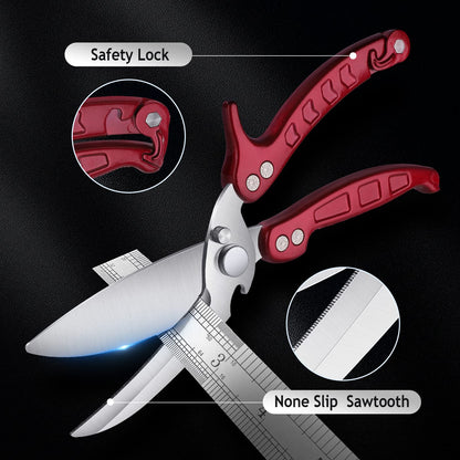 DRAGON RIOT Heavy Duty Poultry Shears - A Must Have Kitchen Shears for Chicken and Meat Cutting - Dishwasher Safe and Stainless Food Kitchen Scissors for Thanksgiving