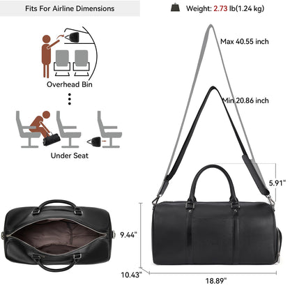 BOSTANTEN Genuine Leather Travel Weekender Overnight Duffel Bag Gym Sports Luggage Tote Duffle Bags for Men Medium: 18.5"X9.25"X10.50"