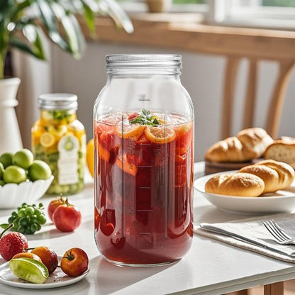 eleganttime 64 oz Mason Jar Wide Mouth 3 Pack,Large Half Gallon Mason Jar with Airtight Lid,Big 1/2 Gallon Big Mason Jars for Canning,Pickling, Fermentation and Preservation