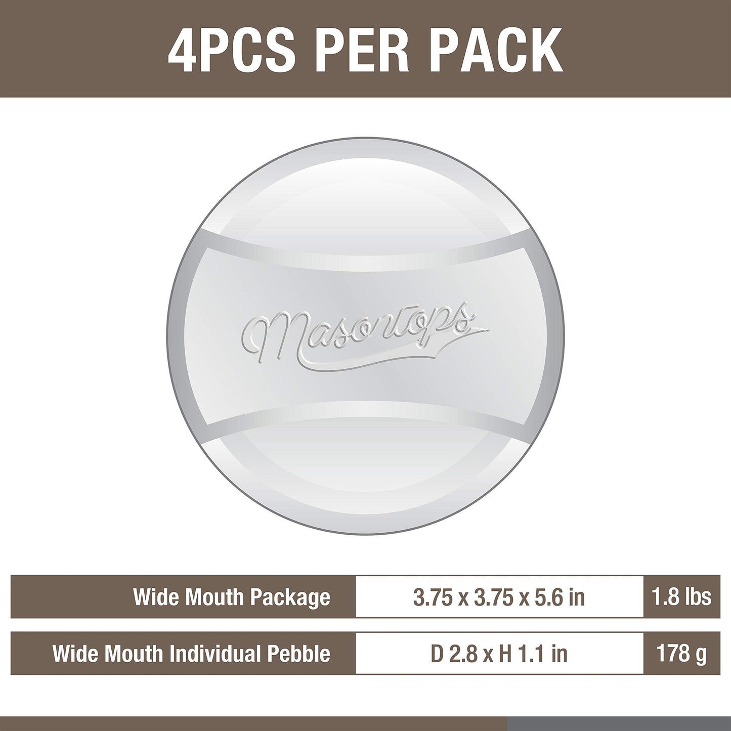 Masontops Pickle Pebble Glass Infinity Weights for Fermenting - Pickling Weight Set - Wide Mouth Mason Jar Fermentation