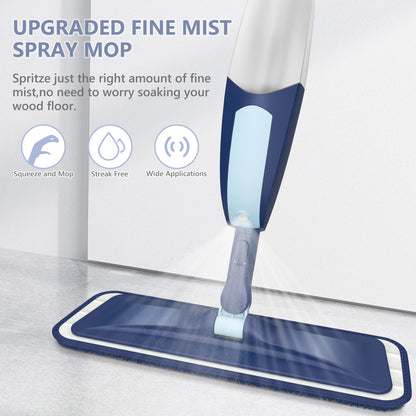 Spray Mops for Floor Cleaning, TRAV-ROUND Microfiber Wood Floor Mop with 5 Reusable Washable Pads for Dry Wet Cleaning on Hardwood Laminate Wood Ceramic Vinyl Tile