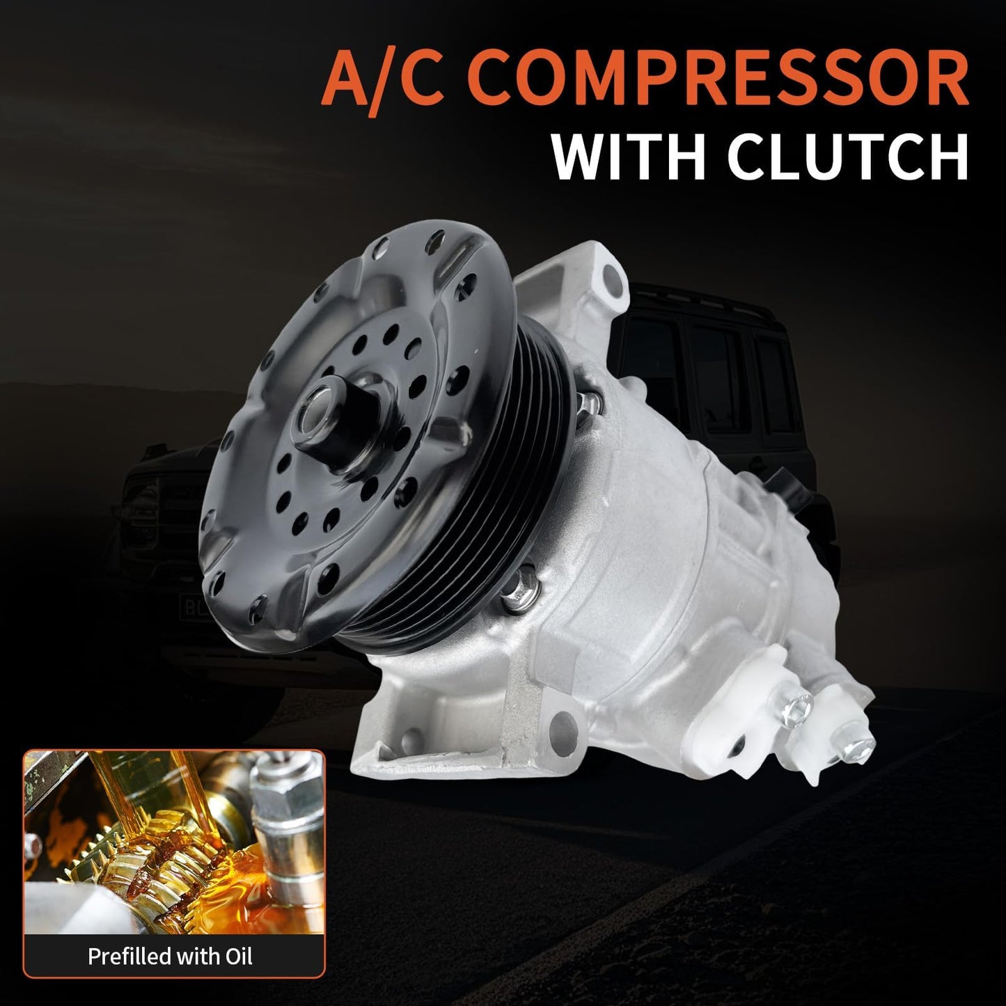 CO11023C AC Compressor With Clutch for Jeep Compass, Patriot, Dodge Caliber 2007-2008, Automotive Air Conditioning Replacement Part