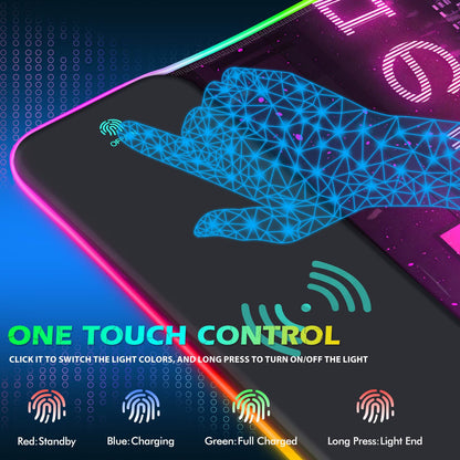 ToLuLu RGB Gaming Wireless Charging Mouse Pad, 5/7.5/10/15W 10 Light Modes LED Mouse Pad Computer Keyboard Mat Mousepad, 800x300x4MM Extended Large Desk Mat for Gaming, MacBook, Laptop, PC, Galaxy