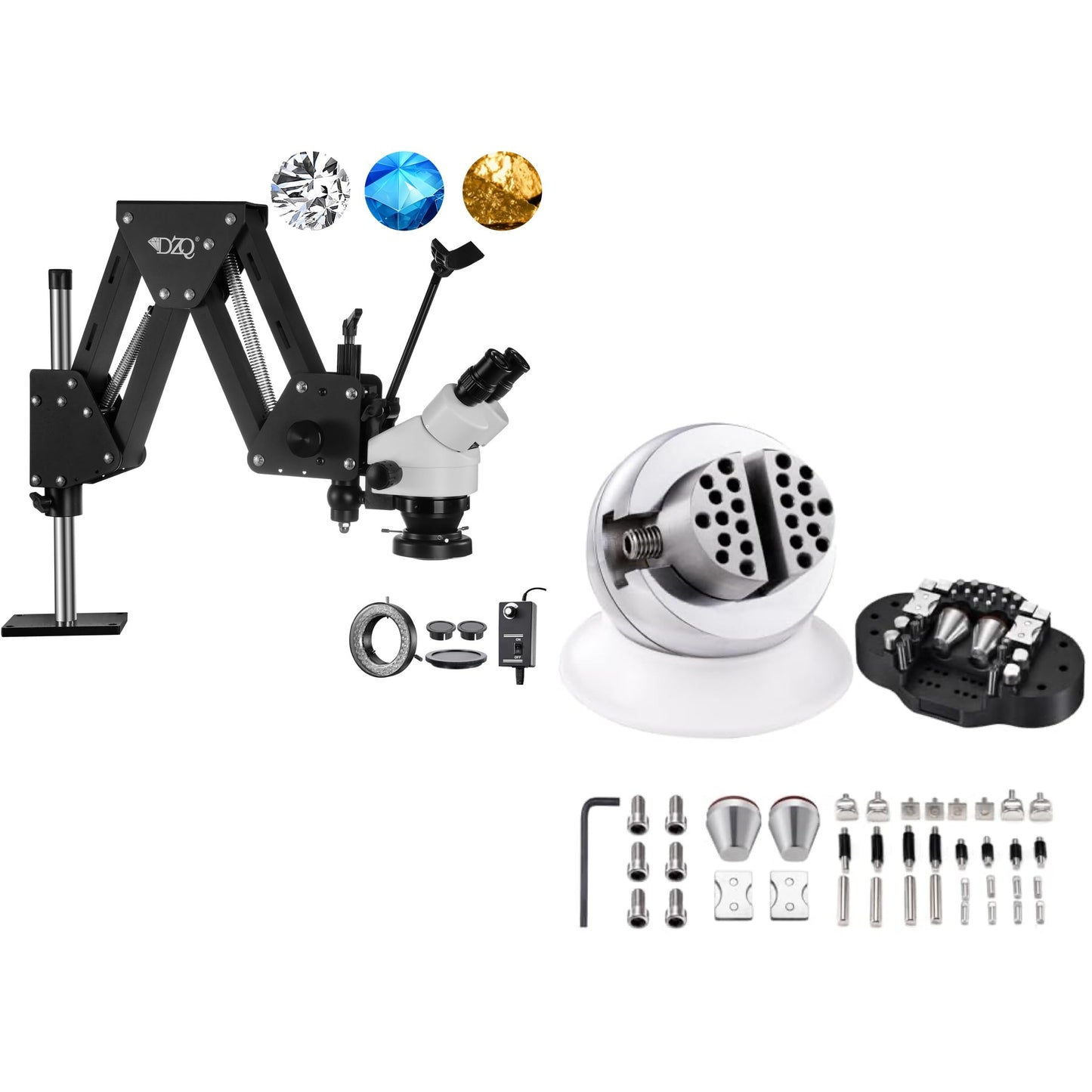 ZQ-1 Jewelry Microscope with 3in Ball Vise (White)