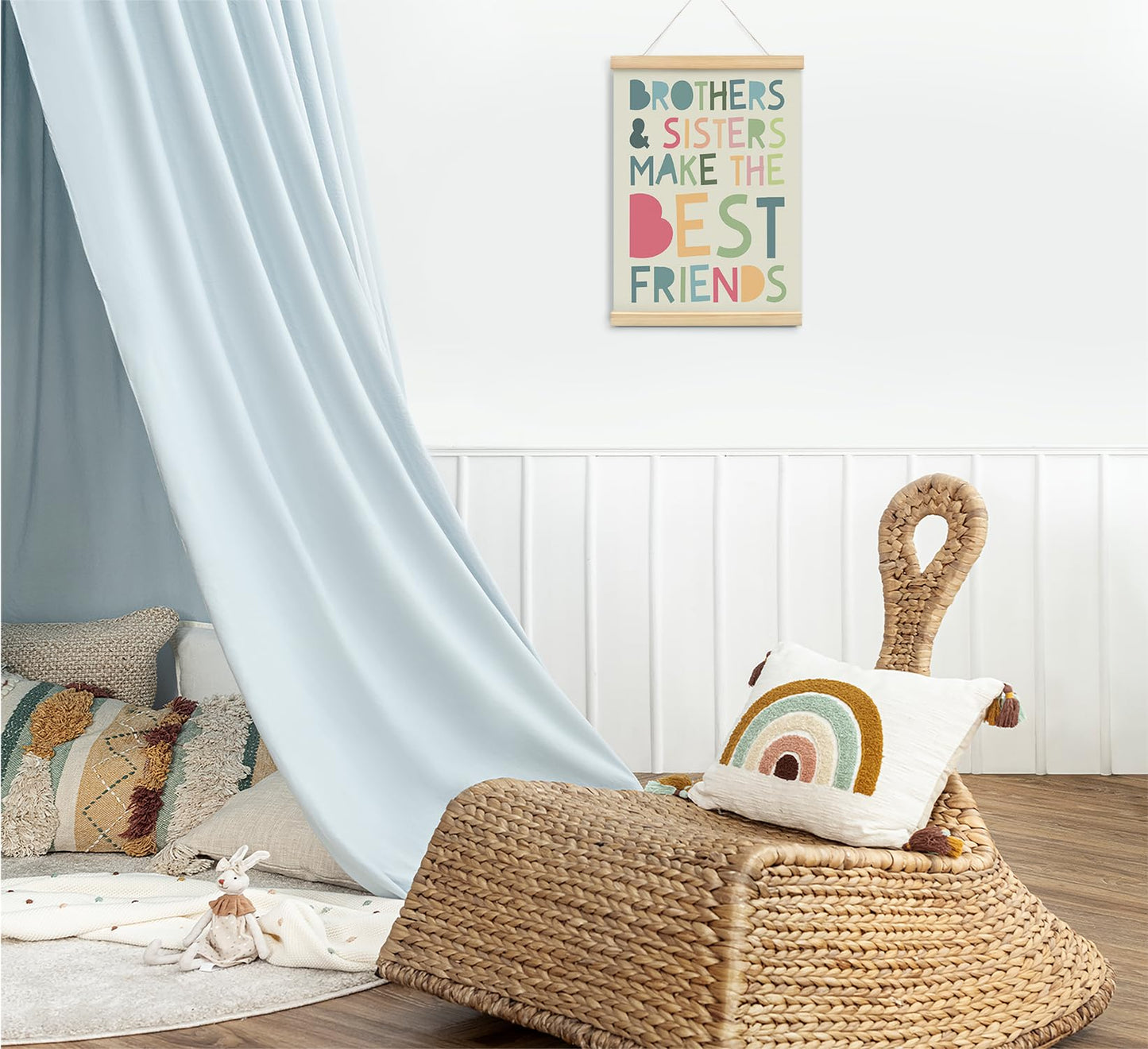 foedor Girls Playroom Sign Poster Hanger Frame,Brothers and Sisters Sign,Kids Room Decor Gift for Nursery Baby Kids Girl Boy,Best Brother Gifts From Sister,12x16 Inch
