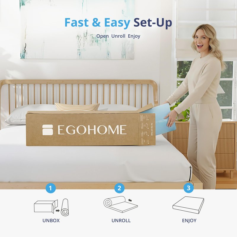 EGOHOME 3 Inch Queen Size Memory Foam Mattress Topper