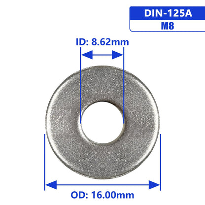 Instockbolt M8 x 16mm OD Flat Washer, 18-8 (304) Stainless Steel Washers Flat, 50PCS