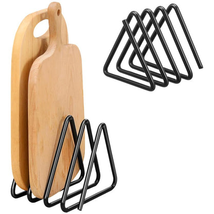 Suclain Cutting Board Organizer, Triangle Cutting Board Rack Black Metal Chopping Sheet Holder, Pots Pan Lids Cookie Sheet Organizer for Cabinet Countertop Shelf, 3.94 x 3.94 x 3.54 in