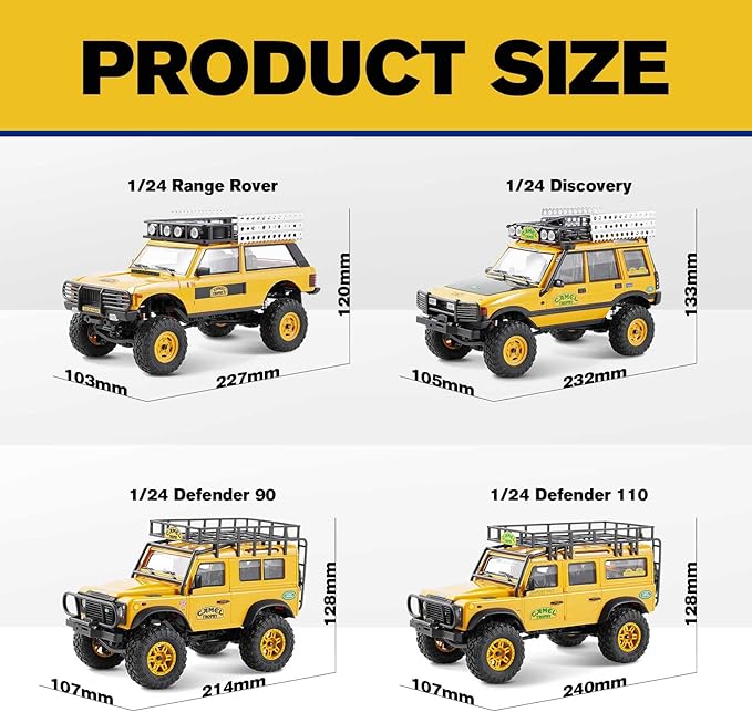 EAZYRC FMS 1/24 FCX24M RC Crawler RTR Land Rover Series with Licensed 1/24 RC Truck 4X4 Mini RC car with Lighting 2.4Ghz Remote ControlBattery (Discovery)