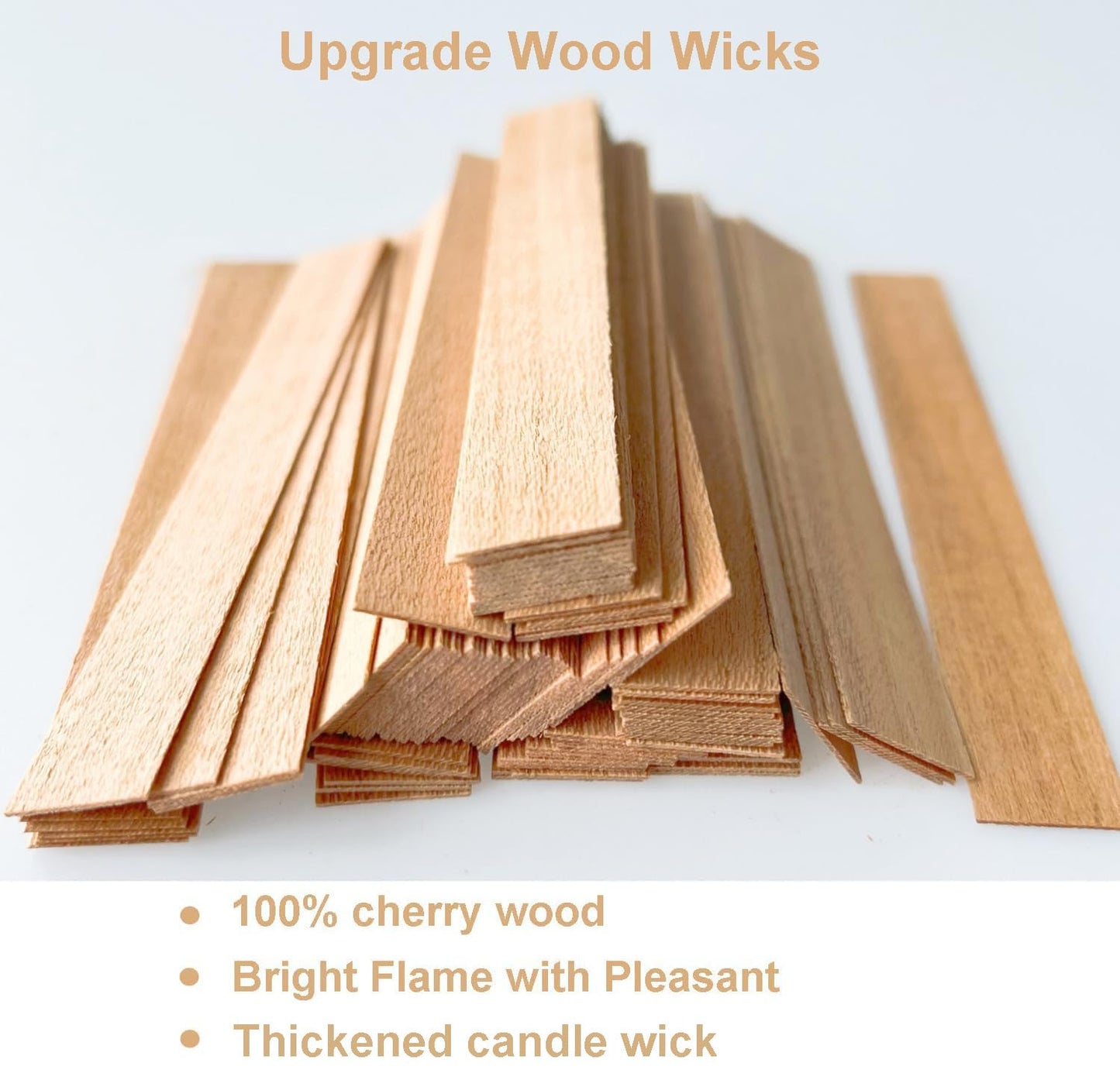 100 PCS Wooden Candle Wicks & Wick Trimmer Wood Candle Wicks 5.1 x 0.5 x 0.04 Inch Smokeless Wood Wicks for Candles with Candle Wick Trimmer and Iron Stand for DIY Candle Making（1mm）