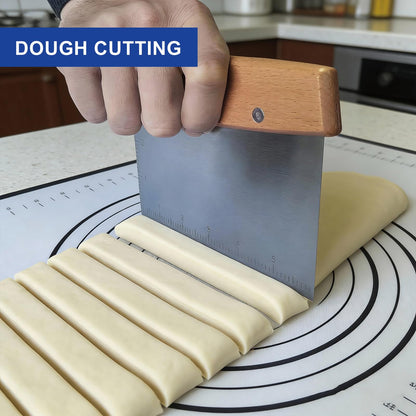 Vriysei Professional Dough Cutter & Bench Scraper - Ultimate Dough Scraper Tool with Stainless Steel Blade & Wood Handle (2)