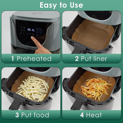 COSORI Small Air Fryer Liners - 100PCS Disposable Parchment Paper Sheets | 4.7 Inch Square for 2 QT Baskets