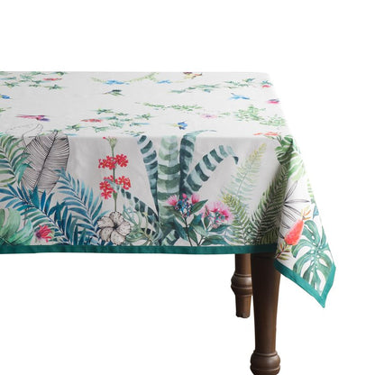 Maison d' Hermine Table Cloth Square Table 100% Cotton 54 x 54 Inches Tablecloth Reusable Decorative for Dining Kitchen Room Farmhouse Home Gifts for Mothers Day Spring Summer - Tropiques
