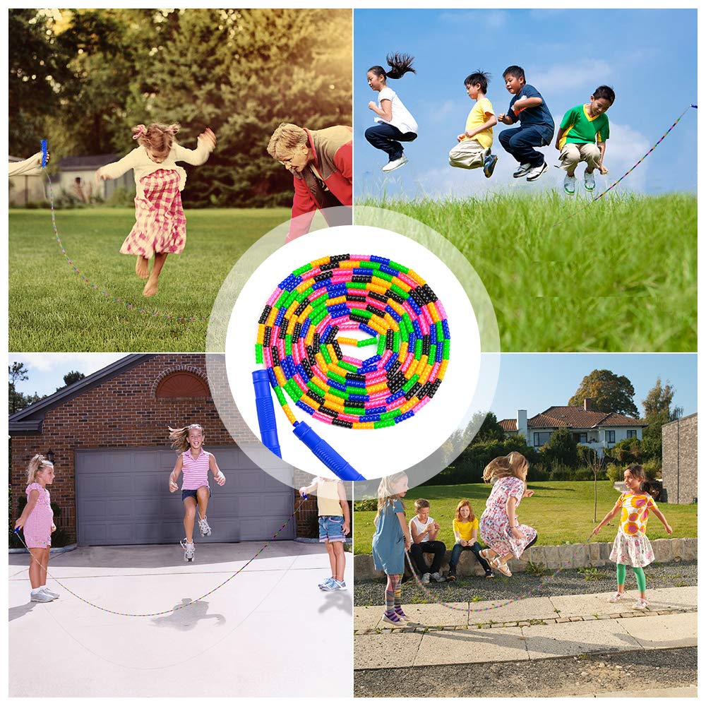 Long Double Dutch Jump Rope 16 Ft 2 Pack, Jump Rope for Kids Adults, Beaded Segmented Skipping Rope