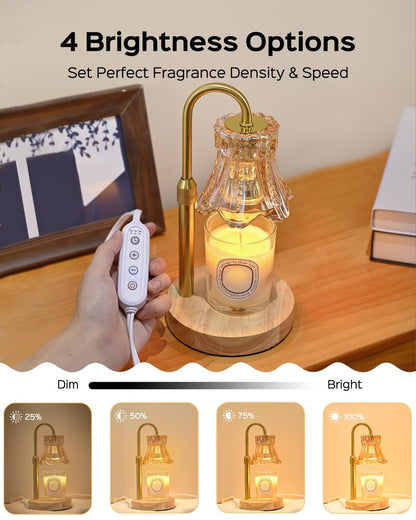 JACKYLED Candle Warmer Lamps 2-Pack, Height Adjustable Fragrance Candle Warming Lamps with 4 Bulbs 35W, 2H/4H/8H Timer and 4-Level Dimmer, Wax Warmer Heater Lamp for Home Decor, Housewarming Gift