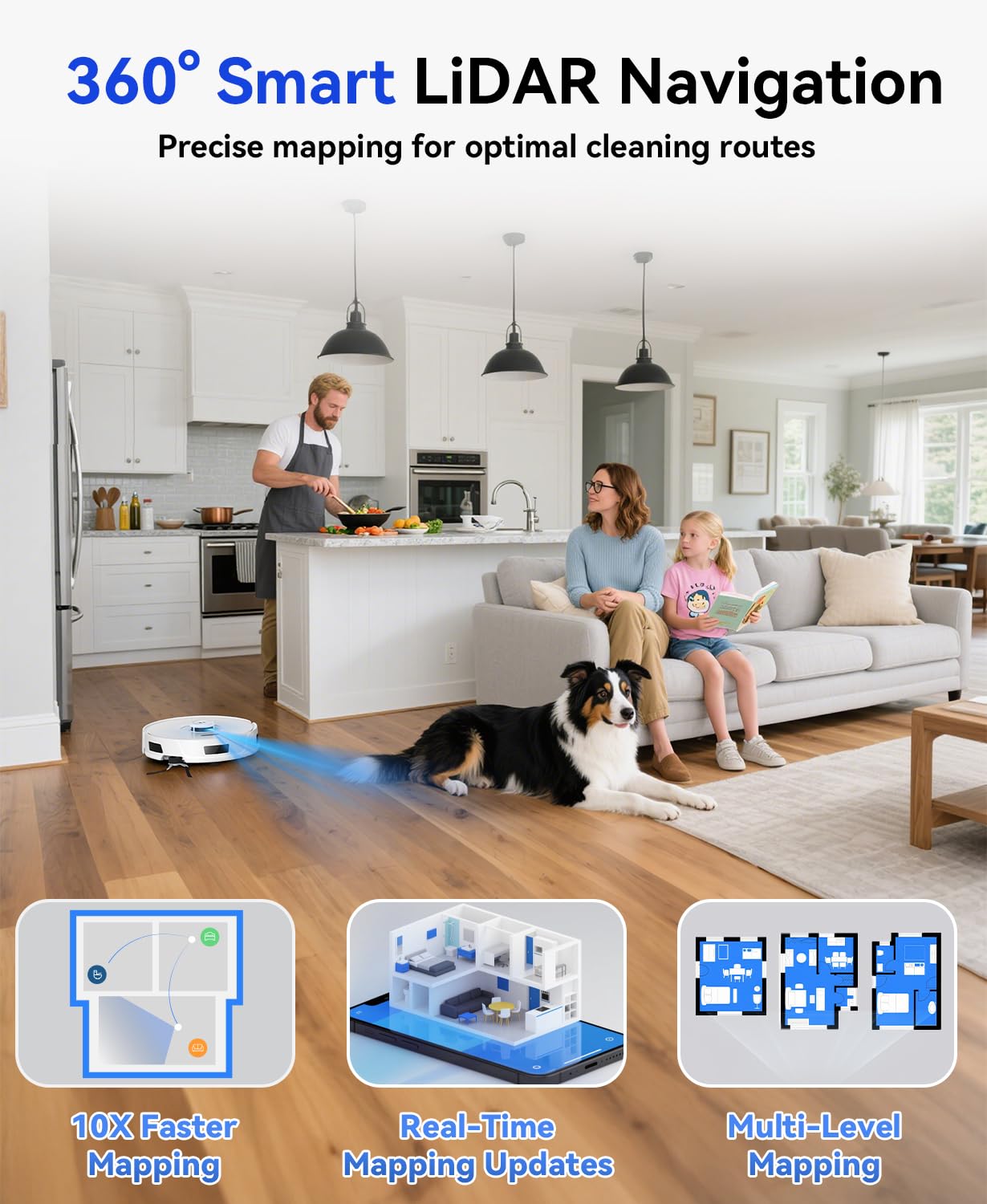 Redroad Robot Vacuum and Mop 20,000Pa Robot Vacuum Cleaner,120Day Self Emptying Vacuum Robot,Lidar Navigation,5G/2.4GWiFi APP Aspirateur Robot,Self-Charging Robot Vacuums for Pet,Floor,Carpet R11White