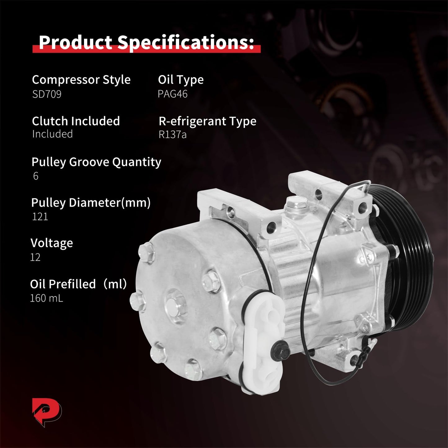 PHOBOOS A/C compressor with Clutch Compatible with Dodge Dakota 1996-2002, Jeep Cherokee 1997-2001, TJ 1997-1999, Wrangler 1997-1999, 2.5L 4.0L, For 1-Pin Connector Only (Not 2-Pin), Ref. 68550